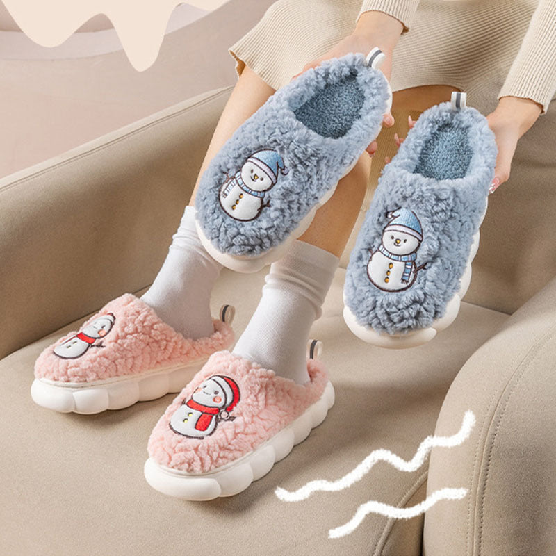 Cute Snowman Slippers Winter Indoor Household Warm Plush Thick-Soled Anti-slip Couple Home Slipper Soft Floor Bedroom House Shoes - 𝓢𝓱𝓸𝓹𝓵𝓮𝓬𝔂