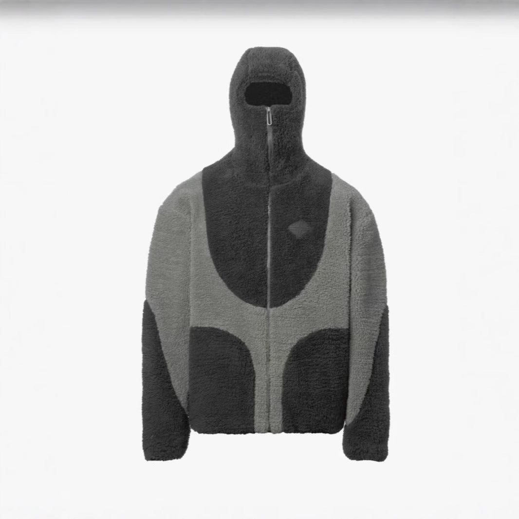 Men's Fashion Lamb Wool Hooded Zipper Coat Sweatshirt Patchwork Line Design Male Tops Casual - 𝓢𝓱𝓸𝓹𝓵𝓮𝓬𝔂