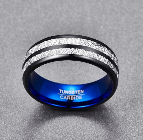Wedding Band 8mm Width Men Women Rings Accessories Black Blue Tungsten Carbide Rings Couple Anillos Fashion Jewelry - 𝓢𝓱𝓸𝓹𝓵𝓮𝓬𝔂
