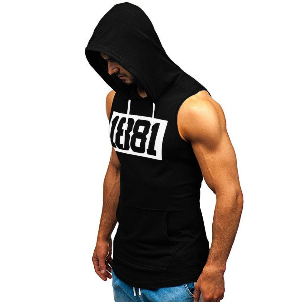 Men's Sleeveless Vest Letter Printed Hoodie Sports Tops - 𝓢𝓱𝓸𝓹𝓵𝓮𝓬𝔂