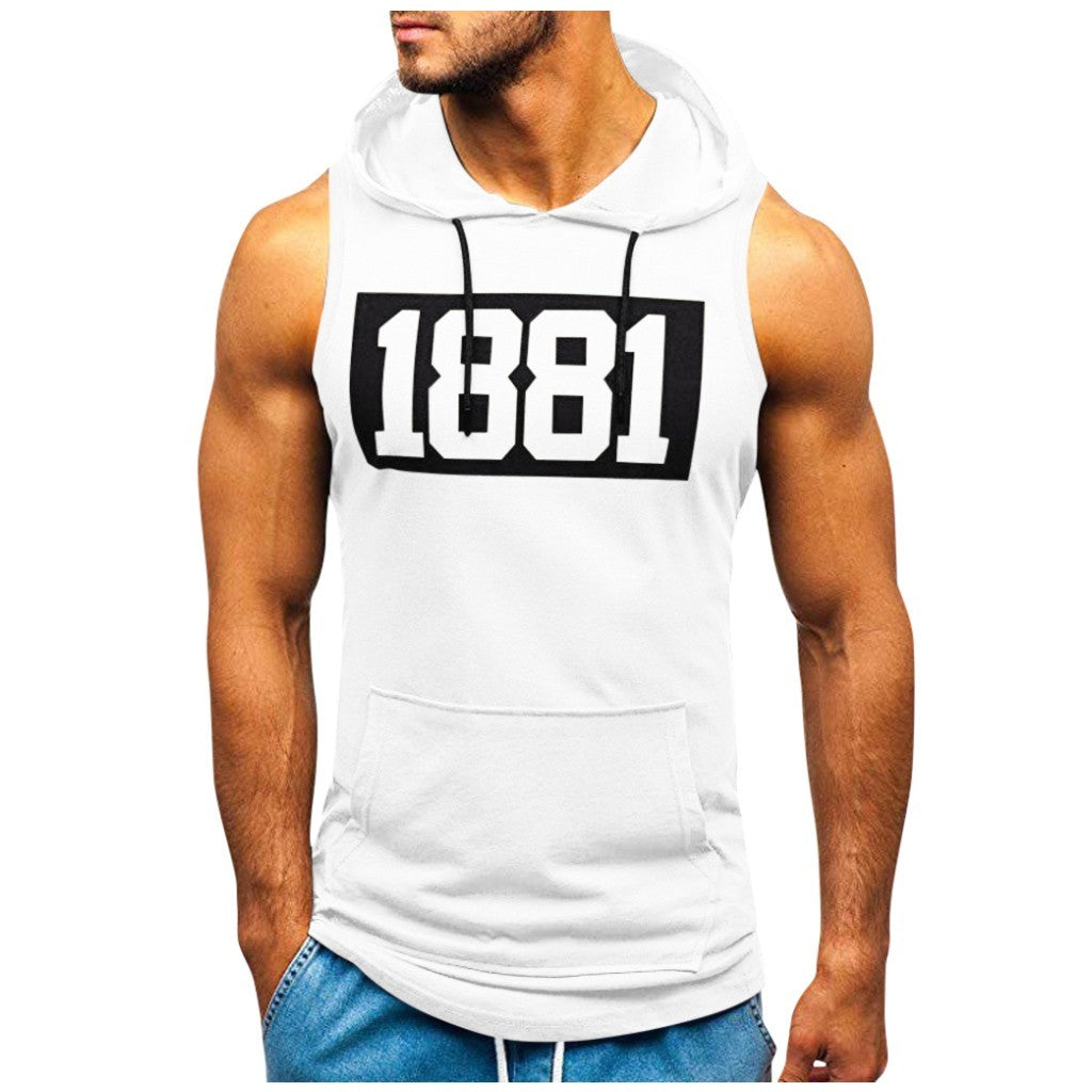 Men's Sleeveless Vest Letter Printed Hoodie Sports Tops - 𝓢𝓱𝓸𝓹𝓵𝓮𝓬𝔂