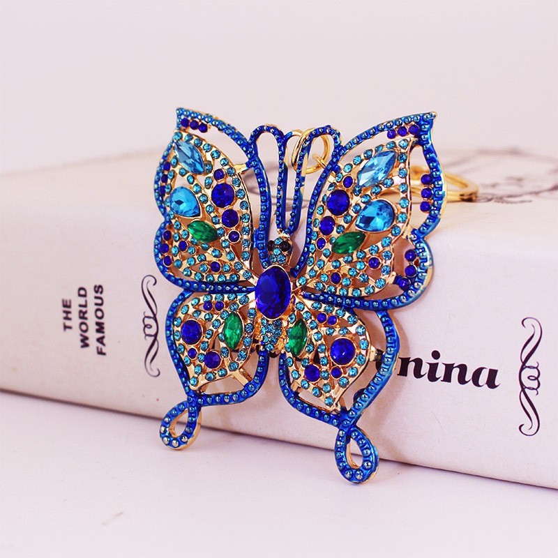 Metal Rhinestone Butterfly Keychain Small Pendant - 𝓢𝓱𝓸𝓹𝓵𝓮𝓬𝔂