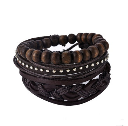 Leather Bracelet Men Multilayer Bead Bracelet Punk Wrap Bracelets for Women Vintage punk Men Jewelry - 𝓢𝓱𝓸𝓹𝓵𝓮𝓬𝔂