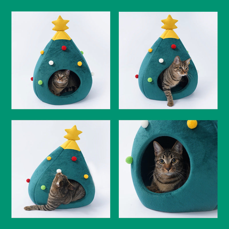 Christmas Tree Pet Bed Winter Warm Pet Nest Cat House Dog pet supplies - 𝓢𝓱𝓸𝓹𝓵𝓮𝓬𝔂