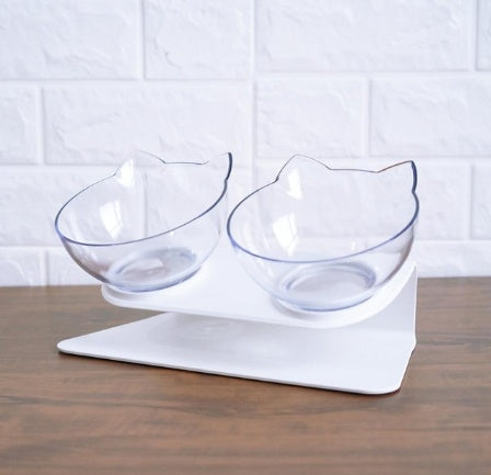 New Inclined Food Cat Ear Oblique Mouth Transparent Single Pet Bowl - 𝓢𝓱𝓸𝓹𝓵𝓮𝓬𝔂