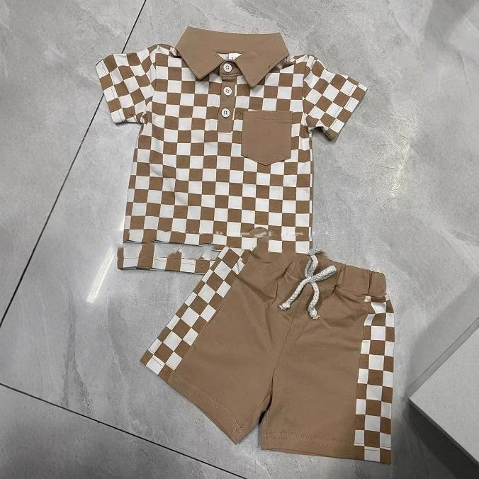 Boys' Checkered Lapel Shorts Suit - 𝓢𝓱𝓸𝓹𝓵𝓮𝓬𝔂