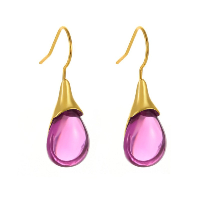 Drop-shaped Inlaid Cat's Eye Earrings Four-color Simple - 𝓢𝓱𝓸𝓹𝓵𝓮𝓬𝔂