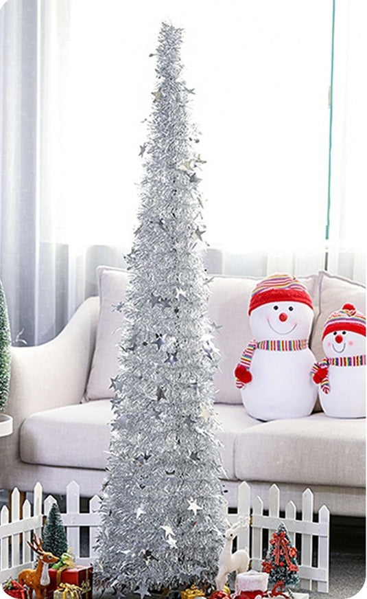 Artificial Tinsel Up Christmas Tree With Stand Gorgeous Collapsible Artificial Christmas Tree For Christmas Decorations - 𝓢𝓱𝓸𝓹𝓵𝓮𝓬𝔂
