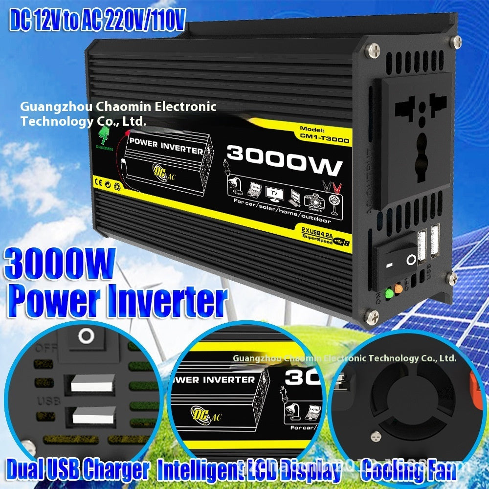 Inverter 12V To 220V110V3000W Vehicle Solar Power Conversion Inverter Off-grid High Frequency Correction - 𝓢𝓱𝓸𝓹𝓵𝓮𝓬𝔂