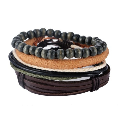 Leather Bracelet Men Multilayer Bead Bracelet Punk Wrap Bracelets for Women Vintage punk Men Jewelry - 𝓢𝓱𝓸𝓹𝓵𝓮𝓬𝔂