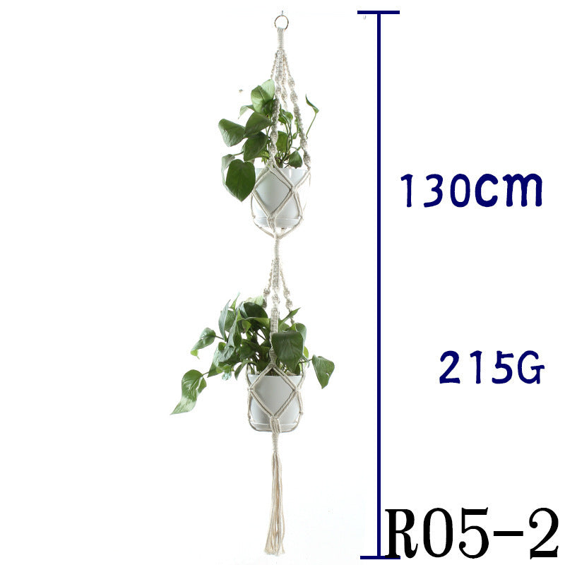 Flower Pot Net Bag Beige Cotton Rope Indoor Plant Hanger Hanging Basket Sling - 𝓢𝓱𝓸𝓹𝓵𝓮𝓬𝔂