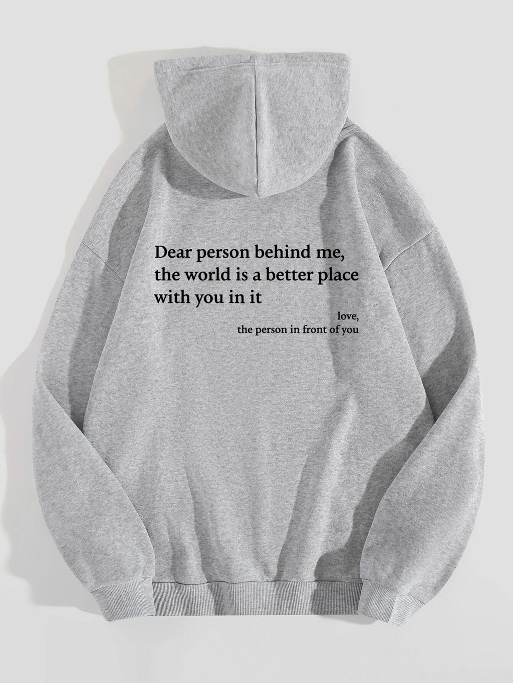 Dear Person Behind Me,the World Is A Better Place,with You In It,love,the Person In Front Of You,Women's Plush Letter Printed Kangaroo Pocket Drawstring Printed Hoodie Unisex Trendy Hoodies - 𝓢𝓱𝓸𝓹𝓵𝓮𝓬𝔂