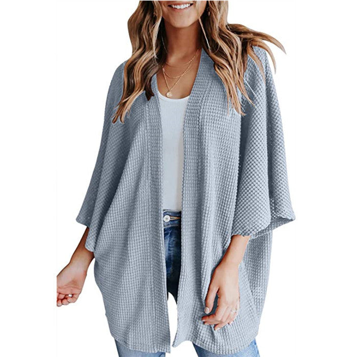 Bat Sleeve Waffle Gerson Women's Cardigan - 𝓢𝓱𝓸𝓹𝓵𝓮𝓬𝔂
