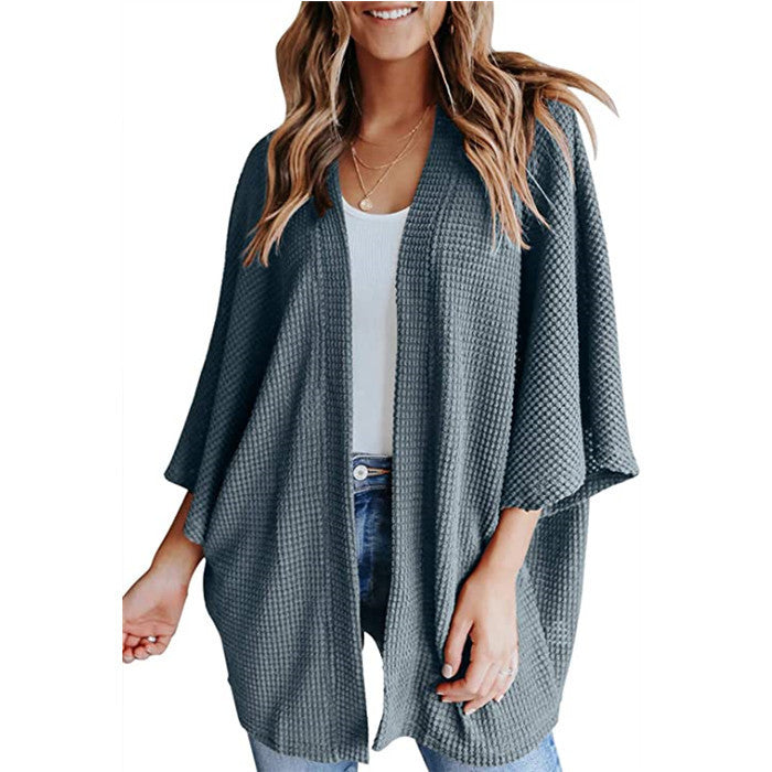 Bat Sleeve Waffle Gerson Women's Cardigan - 𝓢𝓱𝓸𝓹𝓵𝓮𝓬𝔂