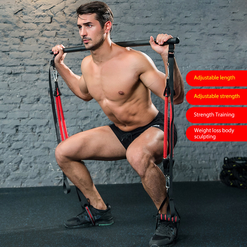 Body Workout Trainer Bar with Resistance Bands Rubber Buckles - 𝓢𝓱𝓸𝓹𝓵𝓮𝓬𝔂