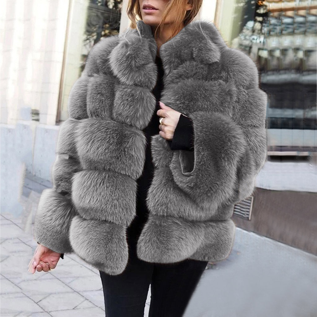 Faux fur stitching women's jacket - 𝓢𝓱𝓸𝓹𝓵𝓮𝓬𝔂