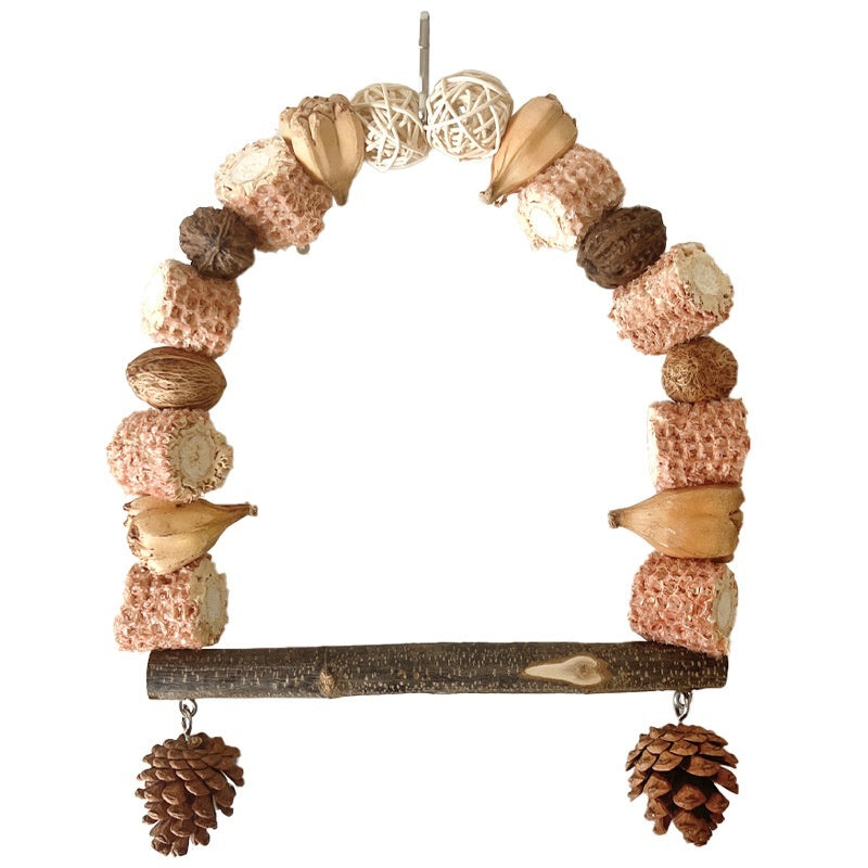 Wooden Parrot Swing Natural Log Bird Stand Pole Perched Wooden Mountain Parrot Toys - 𝓢𝓱𝓸𝓹𝓵𝓮𝓬𝔂