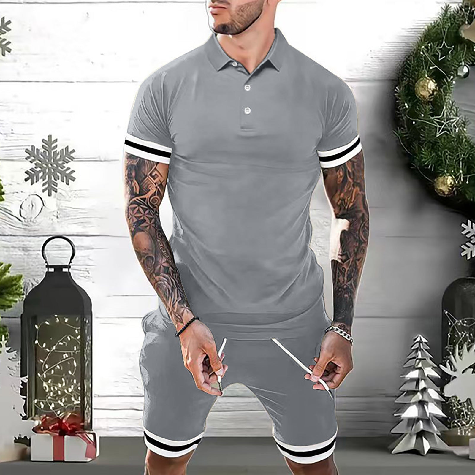 Mens Short Sets 2 Piece Outfits Polo Shirt Fashion Summer Tracksuits Casual Set Short Sleeve And Shorts Set For Men - 𝓢𝓱𝓸𝓹𝓵𝓮𝓬𝔂