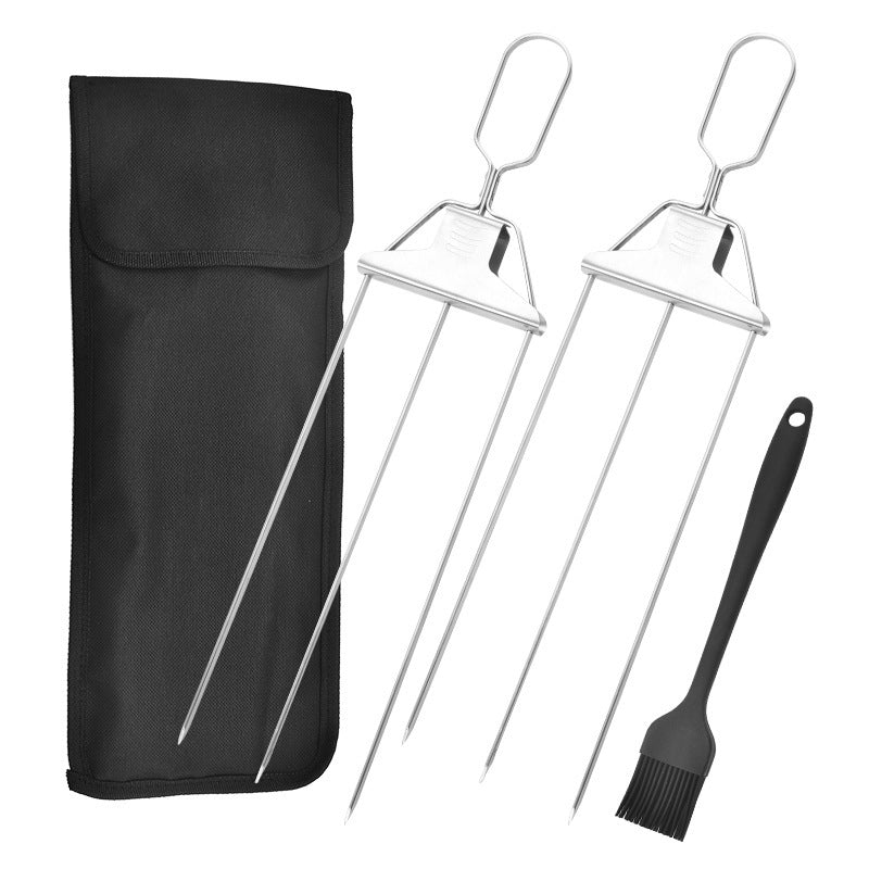 3-Prong Skewer Stick Needles Kebab 3 Way Forks Stainless Steel Barbecue Grill Fork Household BBQ Non-stick - 𝓢𝓱𝓸𝓹𝓵𝓮𝓬𝔂