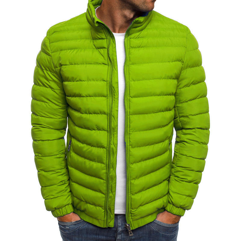 Men Jacket Zipper Solid Color Long Sleeves Pockets Coldproof Autumn Thicken Cotton Padded Overcoat For Outdoor - 𝓢𝓱𝓸𝓹𝓵𝓮𝓬𝔂