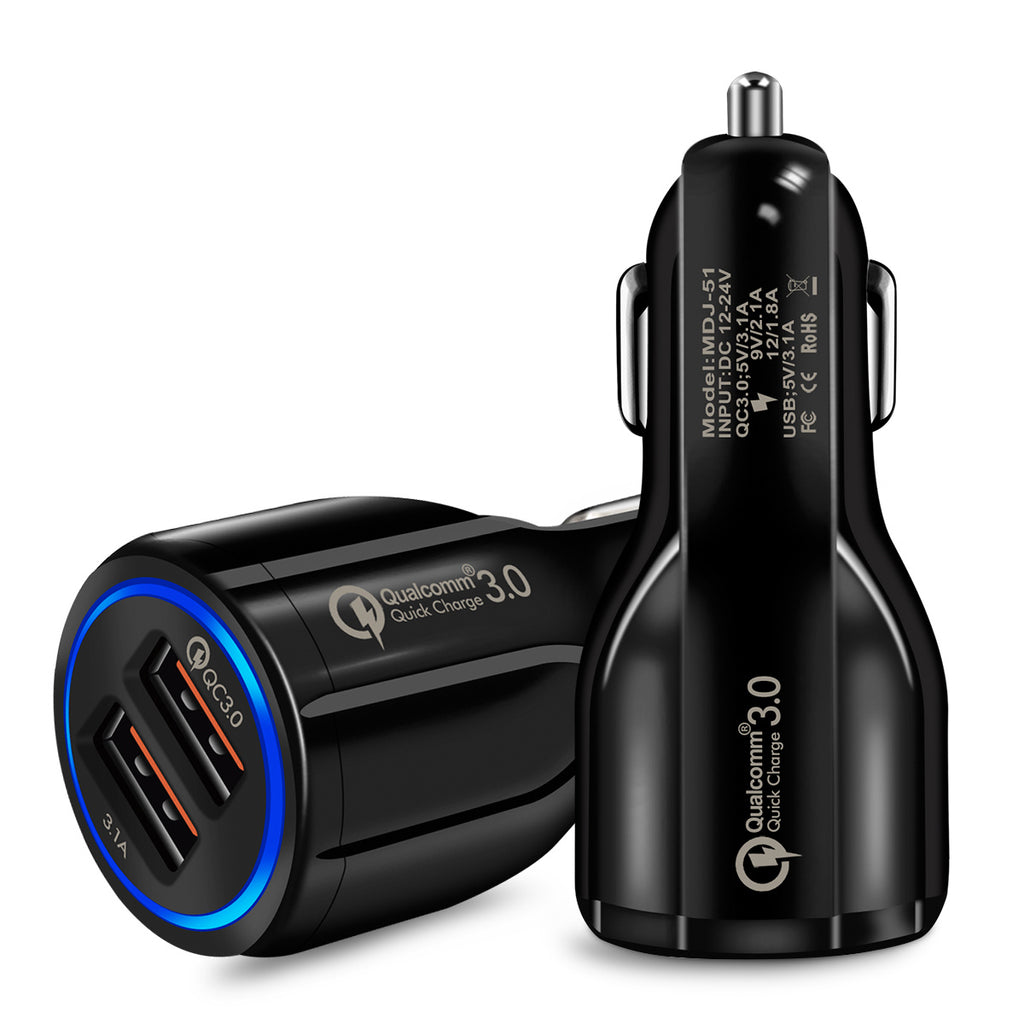Quick Charge 3.0 Car Charger For Mobile Phone Dual Usb Car Charger Qualcomm Qc 3.0 Fast Charging Adapter Mini Usb Car Charger - 𝓢𝓱𝓸𝓹𝓵𝓮𝓬𝔂