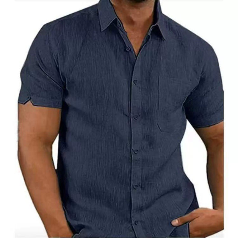 Men Short Sleeve Summer Solid Shirts Casual Loose Tops Tee - 𝓢𝓱𝓸𝓹𝓵𝓮𝓬𝔂