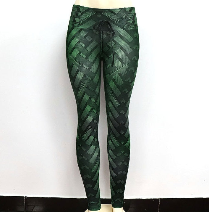 High Waist Iron Weave Print Push Up Yoga Workout Leggings - 𝓢𝓱𝓸𝓹𝓵𝓮𝓬𝔂
