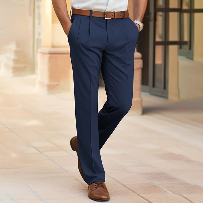 Men's Casual Suit Pants Fashion Trousers Mid Waist Straight Long Pants For Office Business Formal - 𝓢𝓱𝓸𝓹𝓵𝓮𝓬𝔂