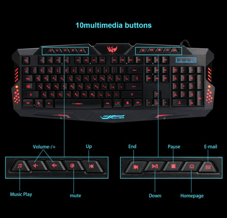 J10 tricolor backlight wired gaming keyboard set colorful luminous gaming mouse keyboard Russian keyboard - 𝓢𝓱𝓸𝓹𝓵𝓮𝓬𝔂