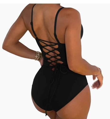 Summer Bikini Backless String Large Size Sexy Solid Color Triangle One-piece Swimsuit Womens Clothing - 𝓢𝓱𝓸𝓹𝓵𝓮𝓬𝔂