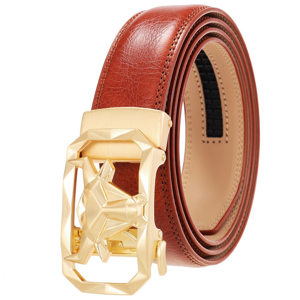 Fashion Men's Leather Belt Alloy Automatic Buckle - 𝓢𝓱𝓸𝓹𝓵𝓮𝓬𝔂