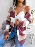 Plaid Sweater Women Casual Lantern Sleeves Cardigan Jacket Outerwear Clothes - 𝓢𝓱𝓸𝓹𝓵𝓮𝓬𝔂