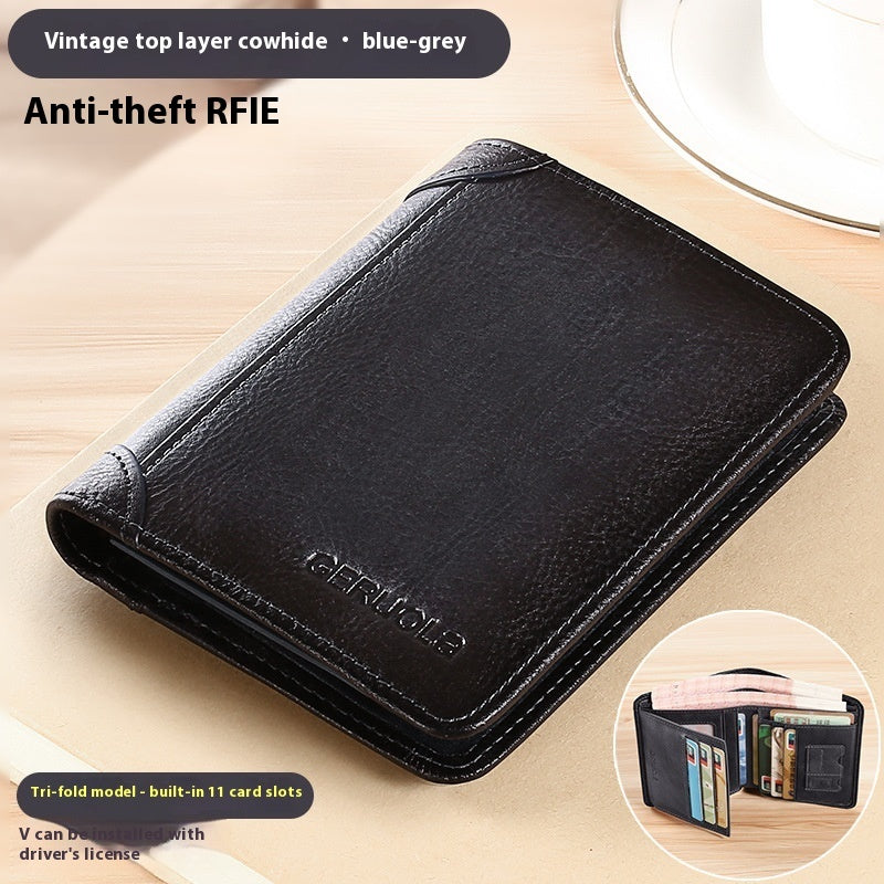 Genuine Leather Anti-theft Swiping Ultra-thin Cheng E Wallet - 𝓢𝓱𝓸𝓹𝓵𝓮𝓬𝔂