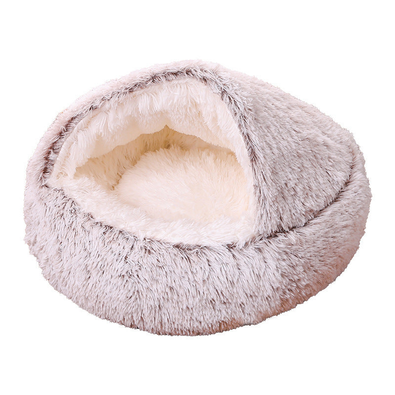 Deep Sleep Half-pack Semi-enclosed Dual-use Plush Round Pet Bed - 𝓢𝓱𝓸𝓹𝓵𝓮𝓬𝔂