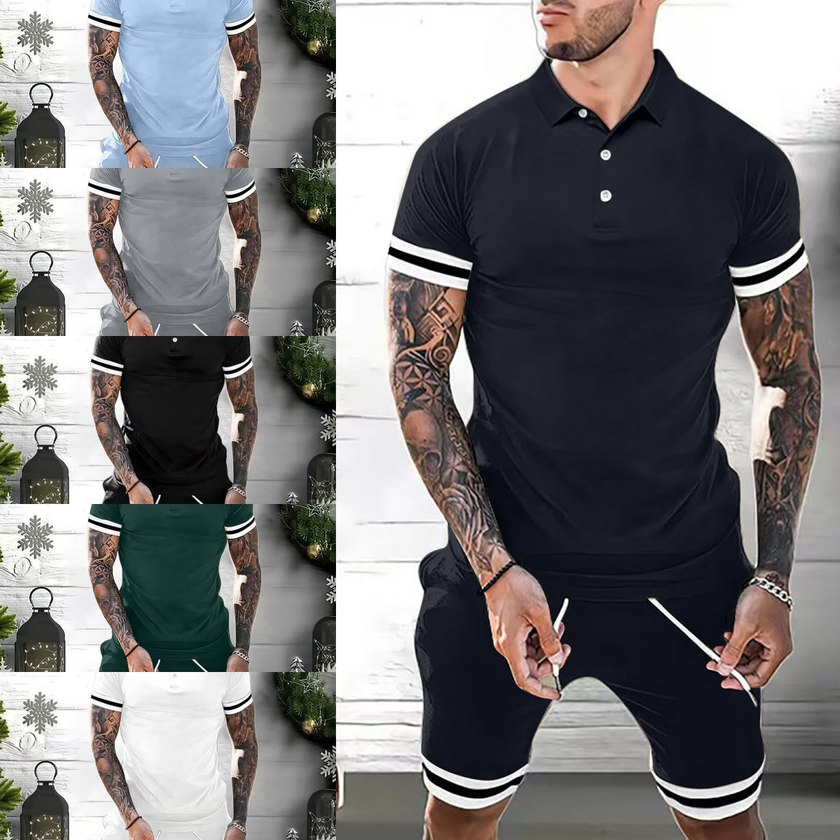 Mens Short Sets 2 Piece Outfits Polo Shirt Fashion Summer Tracksuits Casual Set Short Sleeve And Shorts Set For Men - 𝓢𝓱𝓸𝓹𝓵𝓮𝓬𝔂