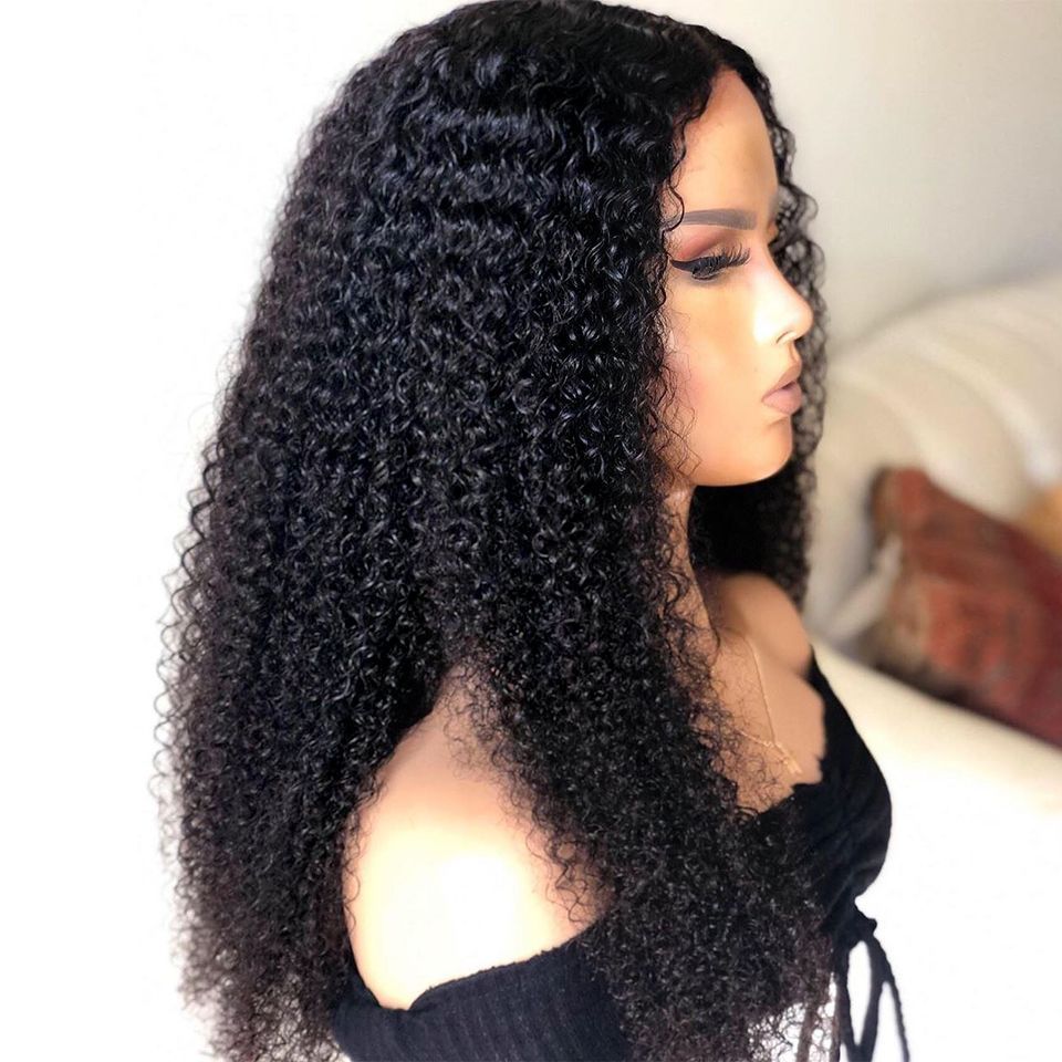 Density Long Kinky Curly Wig Lace Front Human Hair Fluffy - 𝓢𝓱𝓸𝓹𝓵𝓮𝓬𝔂