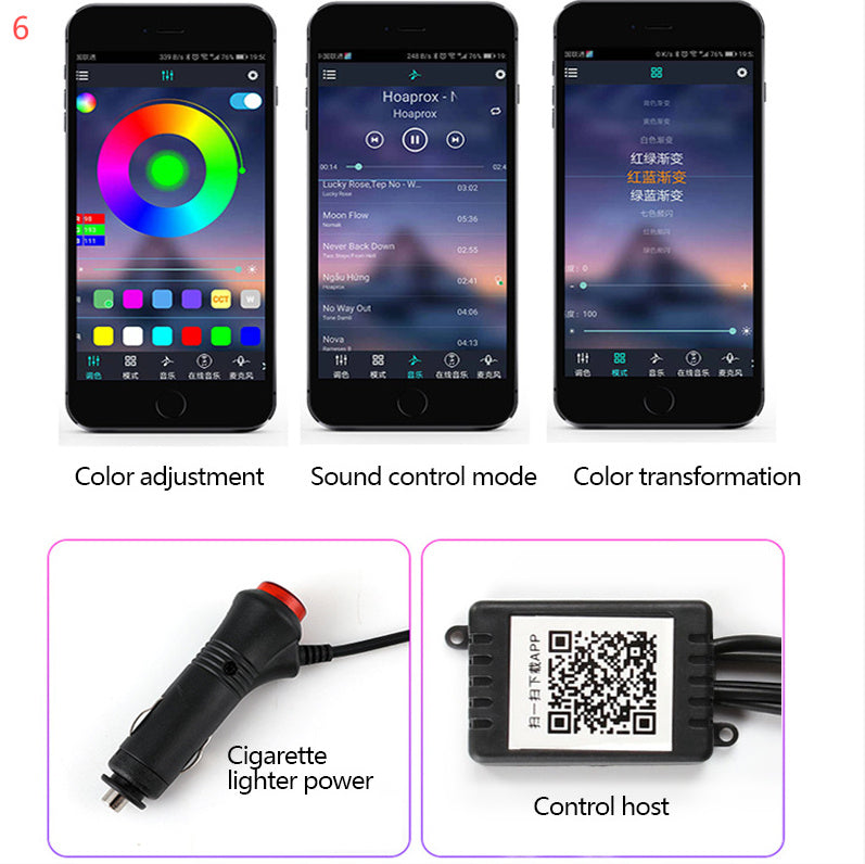 Car Fiber Optic Ambient Light Modified Car Interior Cool Light APP Rhythm Light - 𝓢𝓱𝓸𝓹𝓵𝓮𝓬𝔂