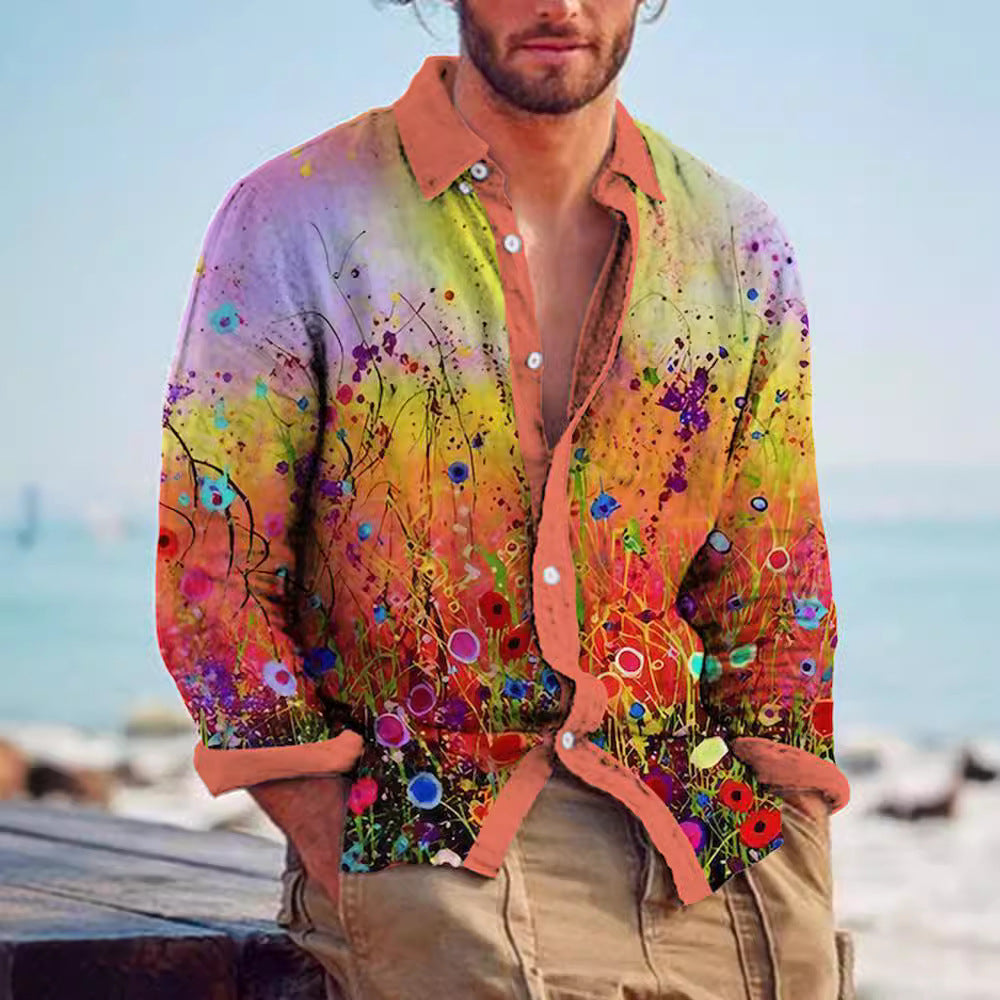 Color Matching Bamboo Linen Printed Men's Shirt - 𝓢𝓱𝓸𝓹𝓵𝓮𝓬𝔂