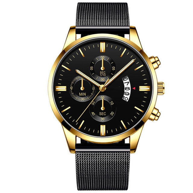 Mens Business Luxury Watches For Men Mesh Band Quartz Watch - 𝓢𝓱𝓸𝓹𝓵𝓮𝓬𝔂