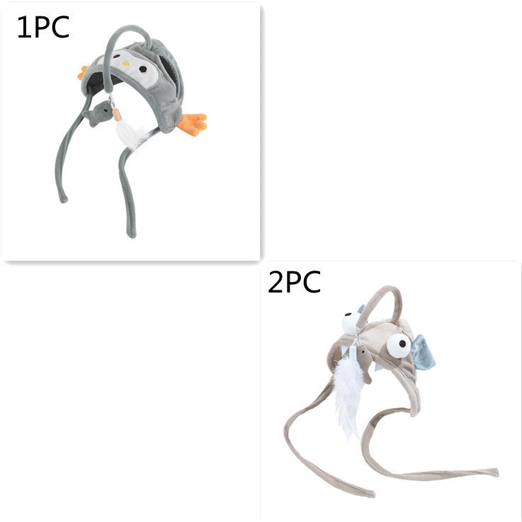 New Head Wearing Feather Funny Cat Stick Funny Cat Toy Stick Gray Big Eye Pet Toys Pet Products - 𝓢𝓱𝓸𝓹𝓵𝓮𝓬𝔂