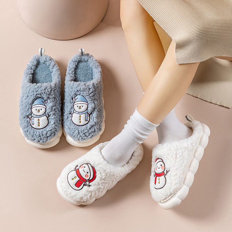 Cute Snowman Slippers Winter Indoor Household Warm Plush Thick-Soled Anti-slip Couple Home Slipper Soft Floor Bedroom House Shoes - 𝓢𝓱𝓸𝓹𝓵𝓮𝓬𝔂