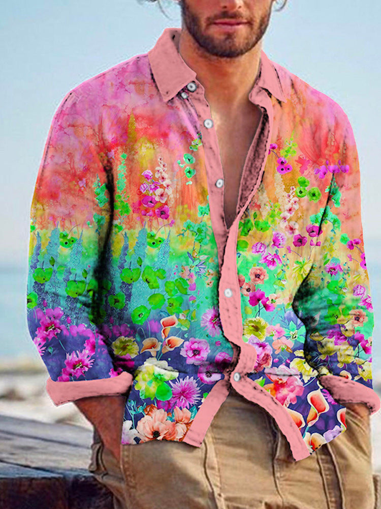 Color Matching Bamboo Linen Printed Men's Shirt - 𝓢𝓱𝓸𝓹𝓵𝓮𝓬𝔂