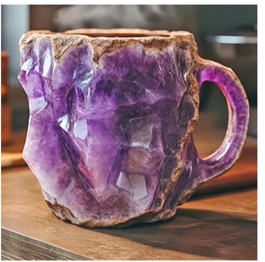 400ml Resin Mineral Crystal Coffee Mugs With Handles Elegant Fake Mineral Crystal Cup For Workplace Home Decor Christmas Gift Kitchen Gadgets - 𝓢𝓱𝓸𝓹𝓵𝓮𝓬𝔂
