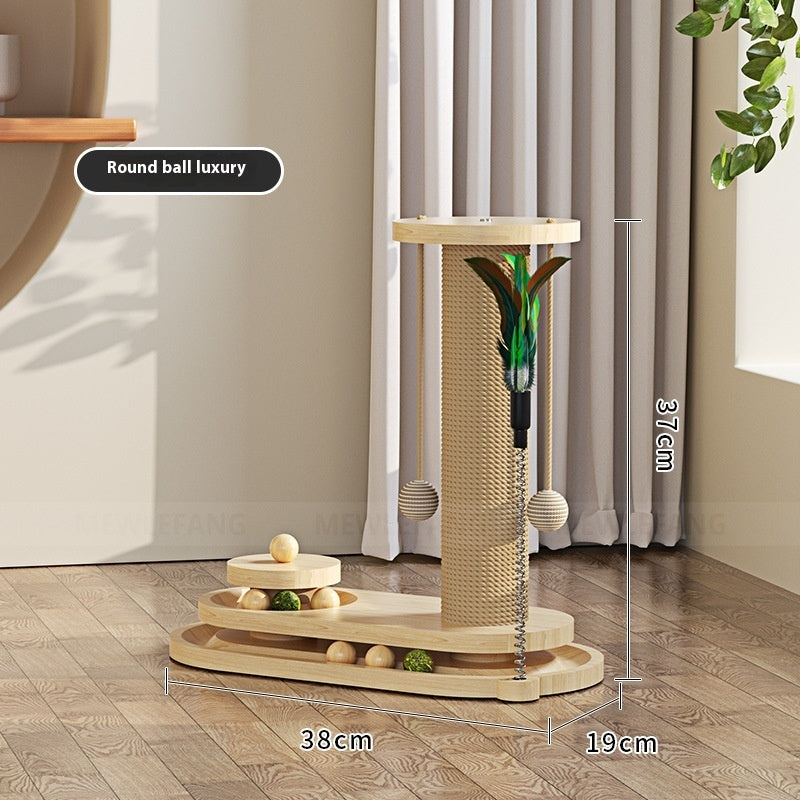 Solid Wood Cat Turntable Scratching Post Durable Toy - 𝓢𝓱𝓸𝓹𝓵𝓮𝓬𝔂