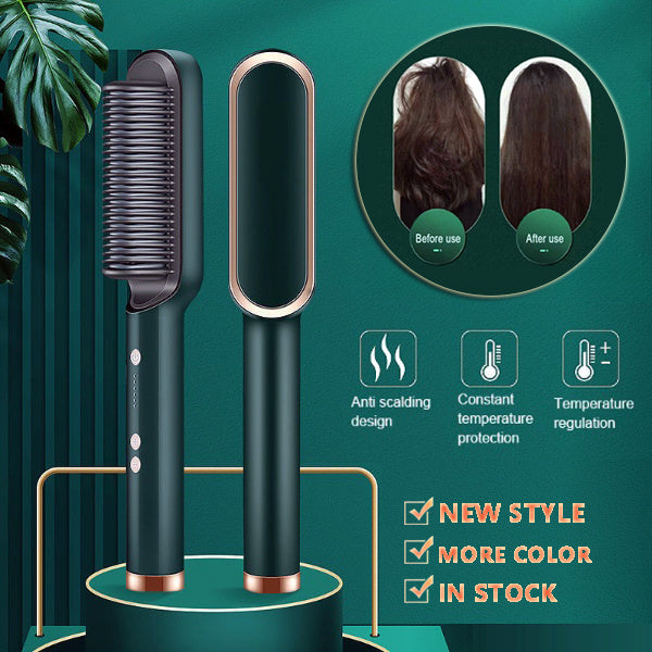 New 2 In 1 Hair Straightener Hot Comb Negative Ion Curling Tong Dual-purpose Electric Hair Brush - 𝓢𝓱𝓸𝓹𝓵𝓮𝓬𝔂