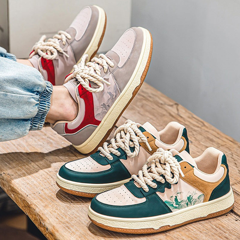 Lace-up Casual Shoes Men Soft Thick Sole Fashion Comfortable Breathable Flats Sneakers Student Platform Outdoor Walking Shoes - 𝓢𝓱𝓸𝓹𝓵𝓮𝓬𝔂