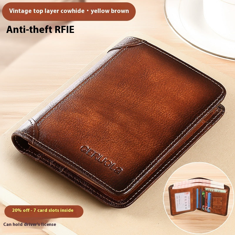 Genuine Leather Anti-theft Swiping Ultra-thin Cheng E Wallet - 𝓢𝓱𝓸𝓹𝓵𝓮𝓬𝔂