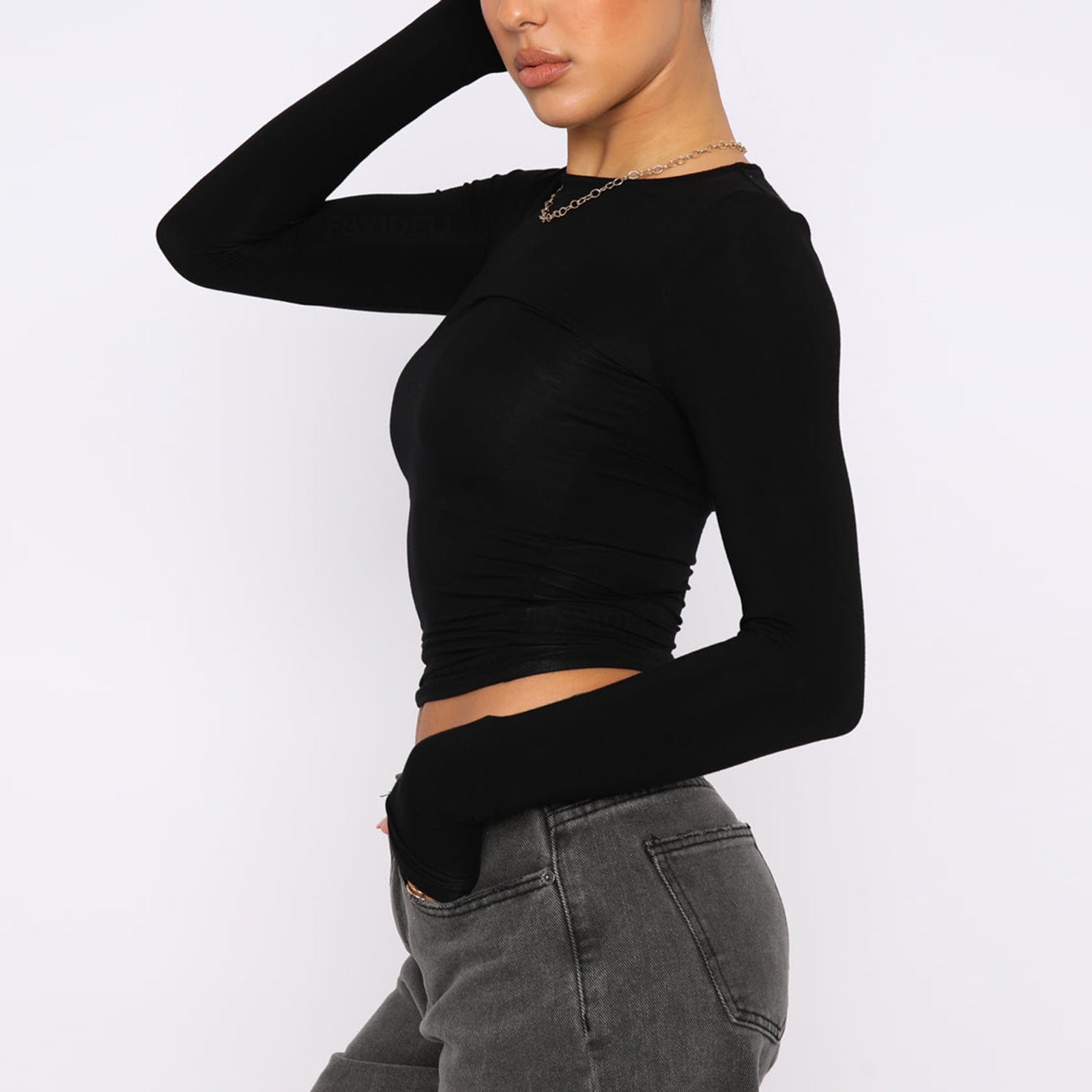 Women's Clothing Fashion Slim Long-sleeved Pullovers Tops Solid Causal Fit Shirts - 𝓢𝓱𝓸𝓹𝓵𝓮𝓬𝔂
