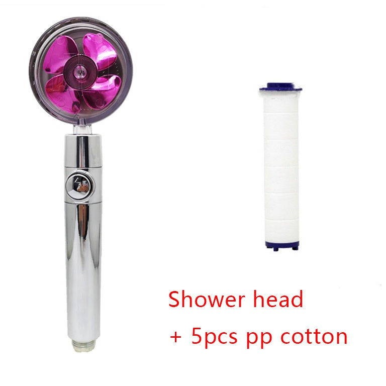 Shower Head Water Saving Flow 360 Degrees Rotating With Small Fan ABS Rain High Pressure Spray Nozzle Bathroom Accessories - 𝓢𝓱𝓸𝓹𝓵𝓮𝓬𝔂