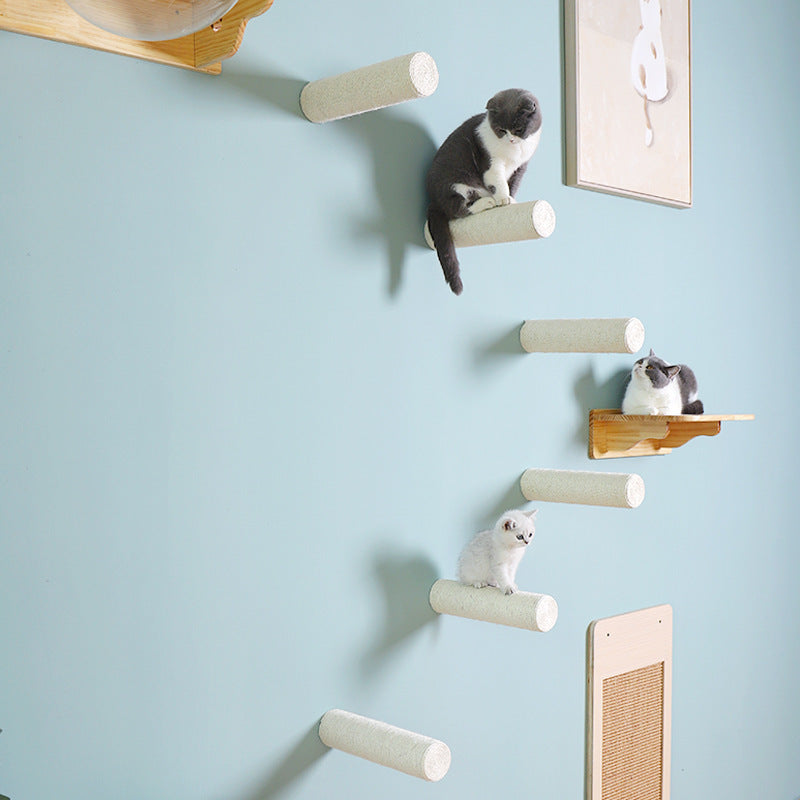 Wall-mounted Solid Wood Cat Rack Sisal Grab Post - 𝓢𝓱𝓸𝓹𝓵𝓮𝓬𝔂